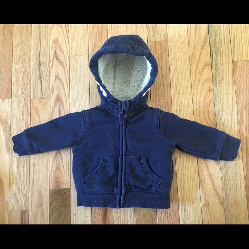 3-6mo navy blue lined baby hoodie.